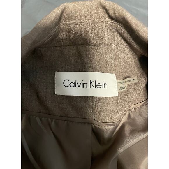 Calvin Klein Brown Skirt Suit Set Size 20W Career Office Pencil Skirt Blazer - Picture 3 of 5